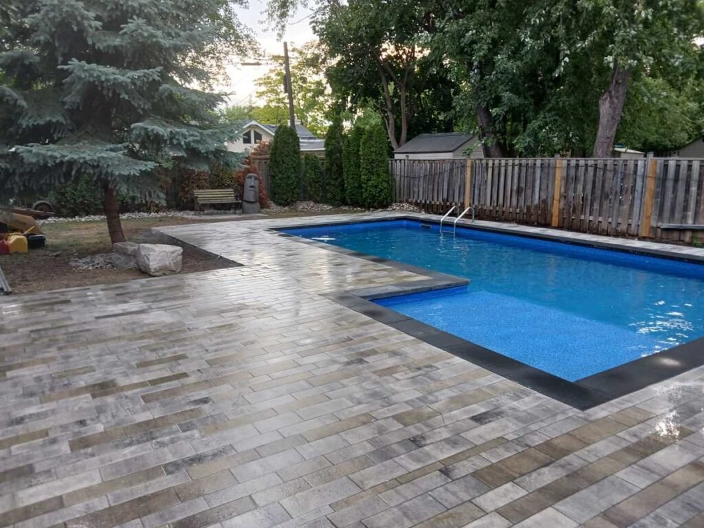 Interlocking pool deck in Mississauga