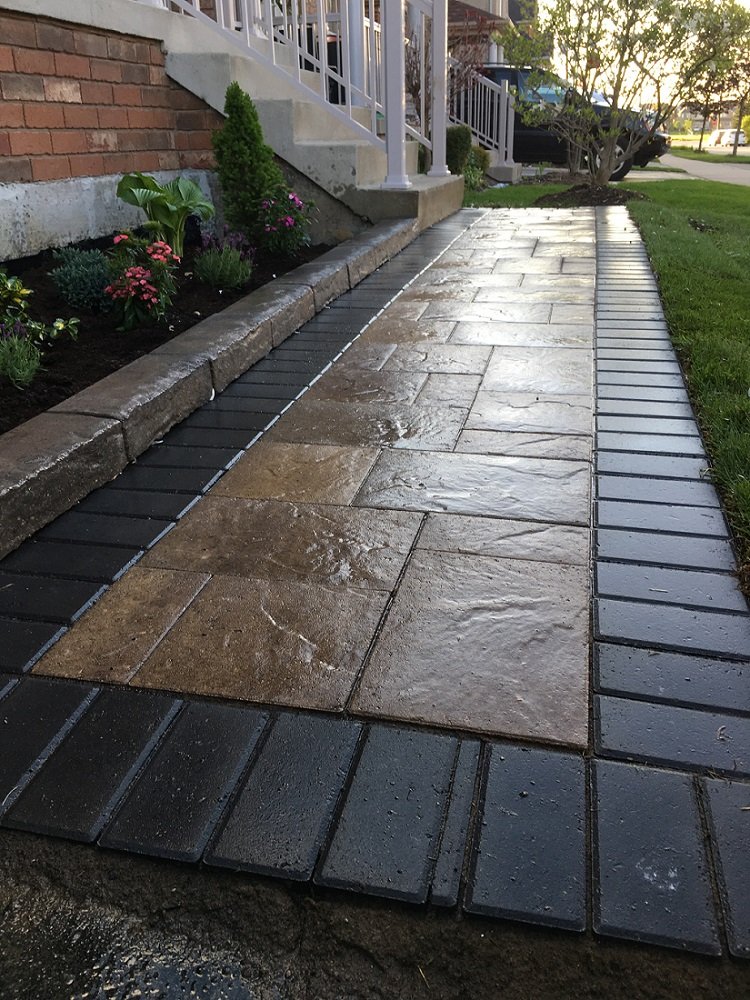 Interlocking pathway on front entrance