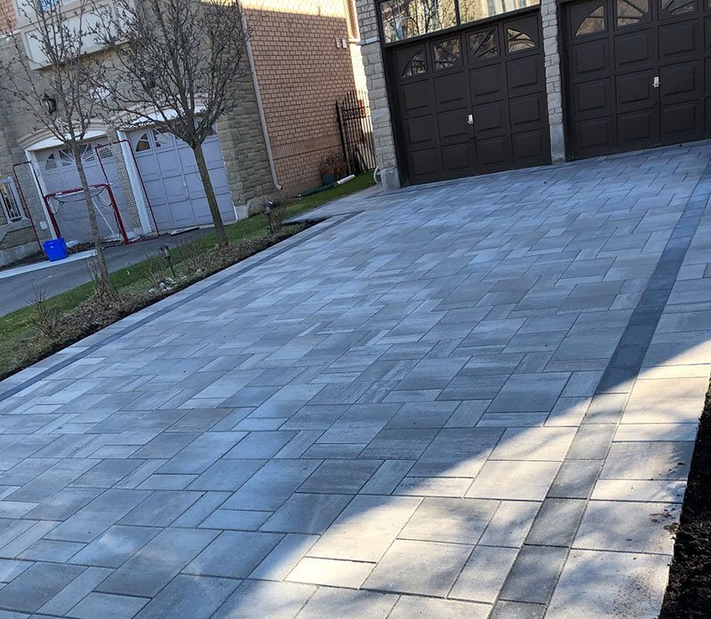 Double car driveway with interlocking stone