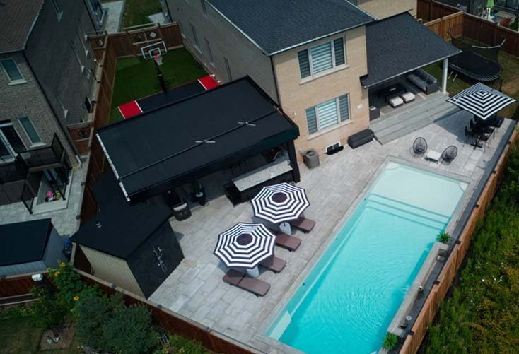 Modern Outdoor Living: Backyard Retreat with Entertainment & Recreation Spaces